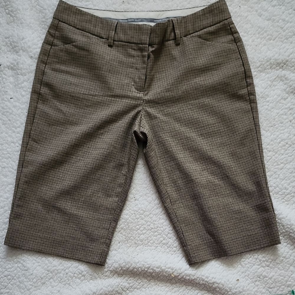 Express Design Studio Editor Bermuda Shorts Brown Plaid Sz 4 Dark Academia